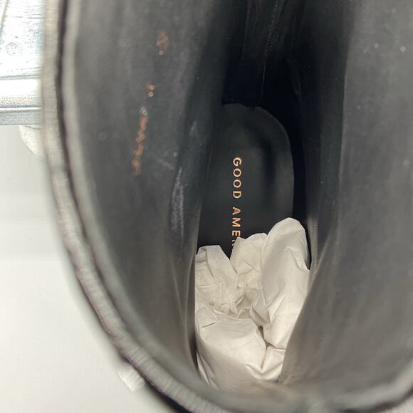 NEW Good American Women’s Croc Embossed Booties Black Size 7 - Picture 4 of 9